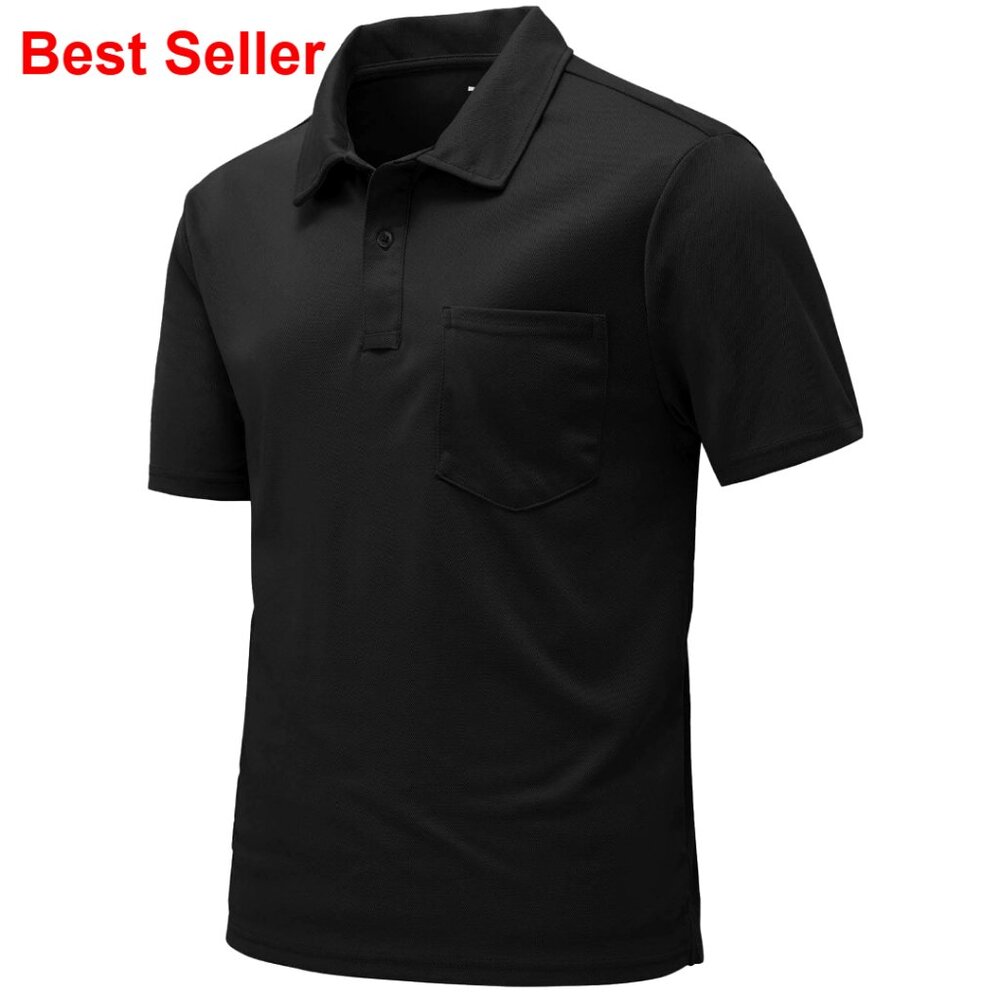 Quick Dry Performance Polo Shirt With Chest Pocket For Golf Sports